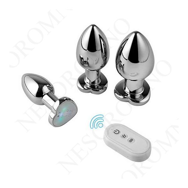 Сталева смарт анальна пробка, що світиться Magic Motion Equinox USB з Д/К - 8,2*3,4 см &mdash; Анальні іграшки X0000843 фото