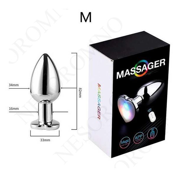 Сталева смарт анальна пробка, що світиться Magic Motion Equinox USB з Д/К - 8,2*3,4 см &mdash; Анальні іграшки X0000843 фото