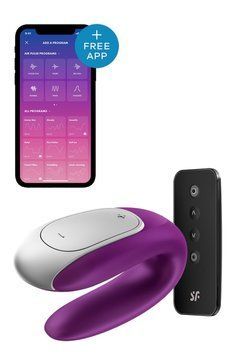 Вібратор для пар із фірмовим пультом керування Satisfyer DOUBLE FUN фіолетовий T360148 фото