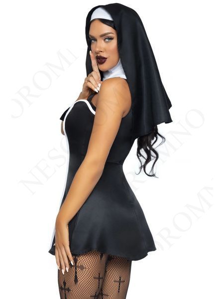 Костюм черниці Leg Avenue, S, Naughty Nun 2 предмети, чорний  8698418 / S фото