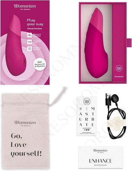 Кліторальний вакуумний стимулятор 2 в 1 Womanizer Enhance з вібрацією, рожевий 30641 /Wzsn1SG2 фото
