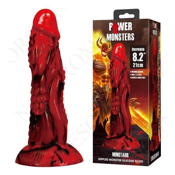 Фалоімітатор силіконовий Power Monsters Minotaur на присоску, червоний, 21 см BW-008148 фото