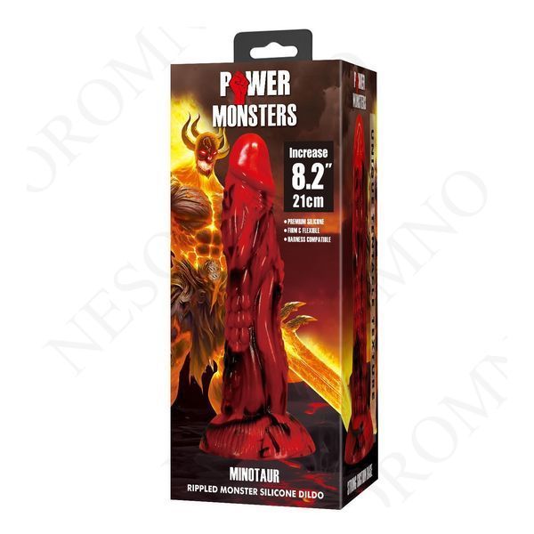 Фалоімітатор силіконовий Power Monsters Minotaur на присоску, червоний, 21 см BW-008148 фото