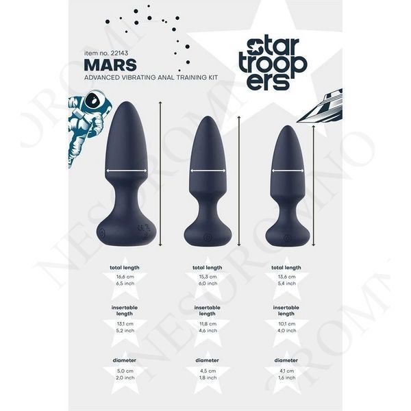 Набір анальних вібраторів, S, M, L, Dream Toys Startroopers Mars синій, 3 шт DT22143 фото