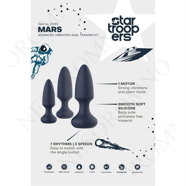 Набір анальних вібраторів, S, M, L, Dream Toys Startroopers Mars синій, 3 шт DT22143 фото