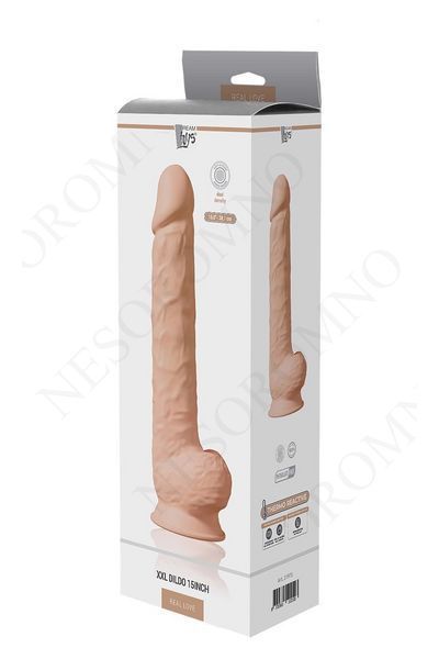 Фалоімітатор гігантський реалістичний Dreamtoys Real Love на присосці з мошонкою, бежевий DT102103 фото