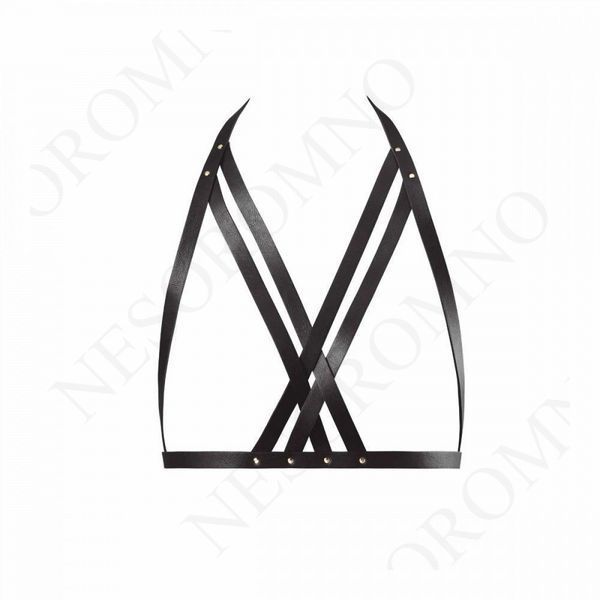 Портупея Bijoux Indiscrets MAZE - Halter Bra Harness Black BJ0252 фото