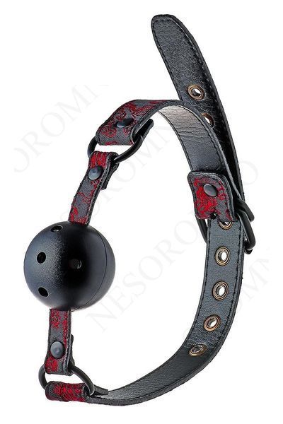 Кляп чорний Dream Toys Blaze Deluxe з червоним візерунком у вигляді вишивки DT21533 фото