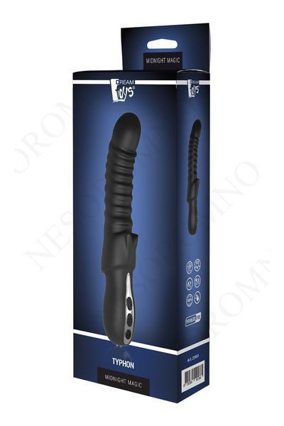 Подвійний вібратор рельєфний Dream Toys Midnight Magic Typhon чорний, 23 х 4 см DT21951 фото