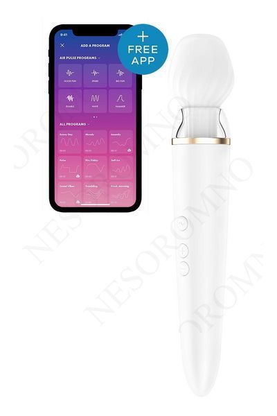 Смарт масажер-мікрофон Satisfyer Double Wand-er Connect App білий T360332 фото