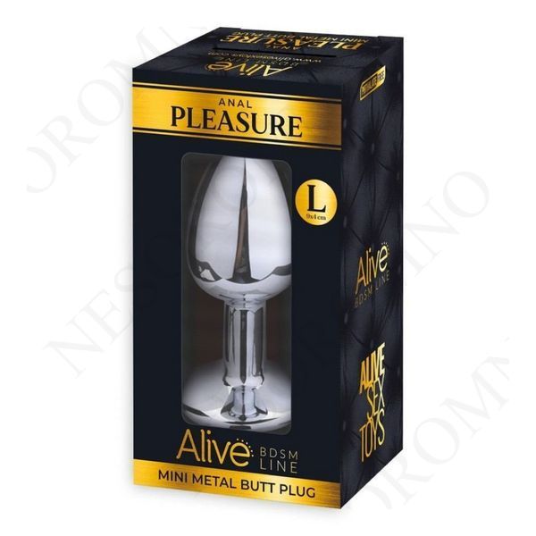 Анальна металева пробка Alive Anal Pleasure з прозорим каменем, L AV70097 фото