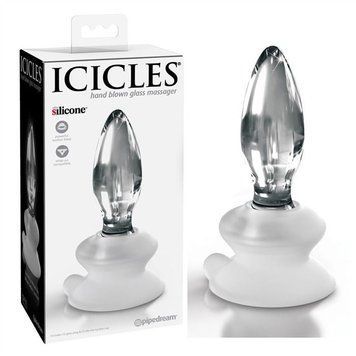 Анальний скляний плаг Pipedream Icicles No. 91 на силіконовій присосці, прозорий PP21176 фото