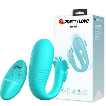 Вібратор для пар Pretty Love Remi з фрикціями, з пультом, блакитний, 9.6 х 3.4 см BI-300093W фото