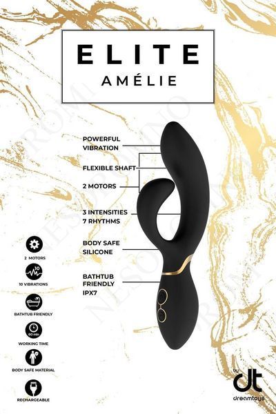 Вібромасажер кролик Dream Toys ELITE AMELIE чорний DT21721 фото