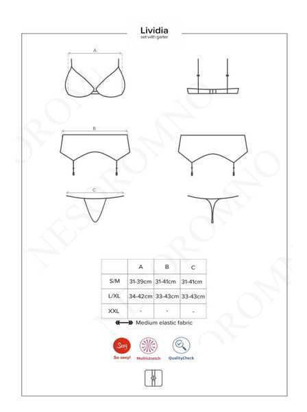 Комплект Obsessive Lividia 3 pcs set red S/M 410500 фото