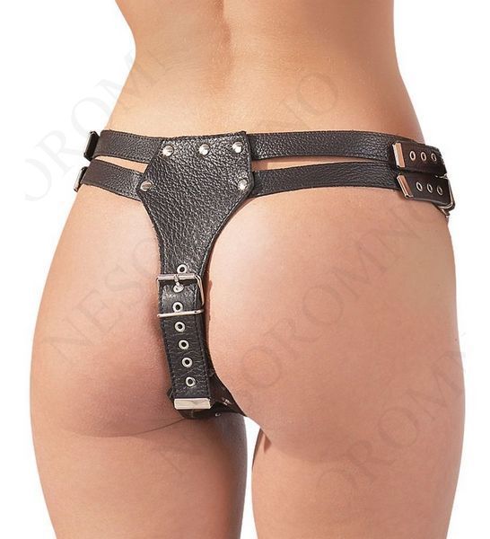 Страпон ZADO Fetish зі шкіри з трьома фалоімітаторами, чорний, розмір S/M 2000334-1 фото
