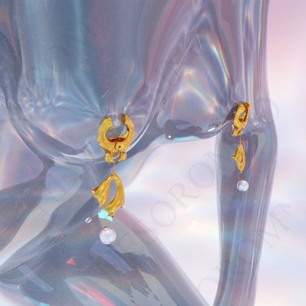 Фігурні затискачі на соски із перлинами UPKO Moist Eyes Pearl золотисті U63425 фото