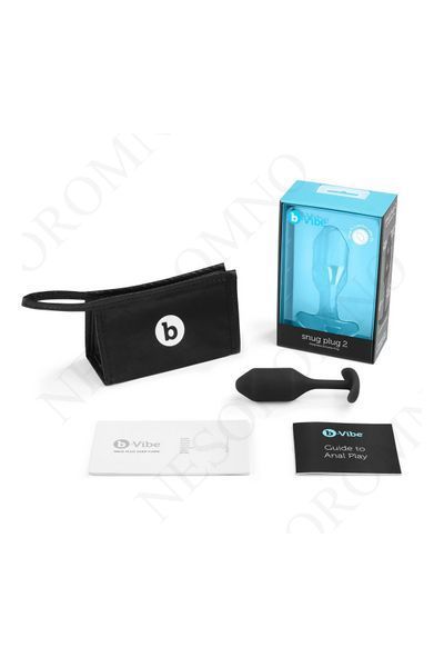 Анальна пробка із зміщеним центром ваги B-Vibe Snug Plug 2, силіконова, чорна 96748 /BV-008 BLK фото