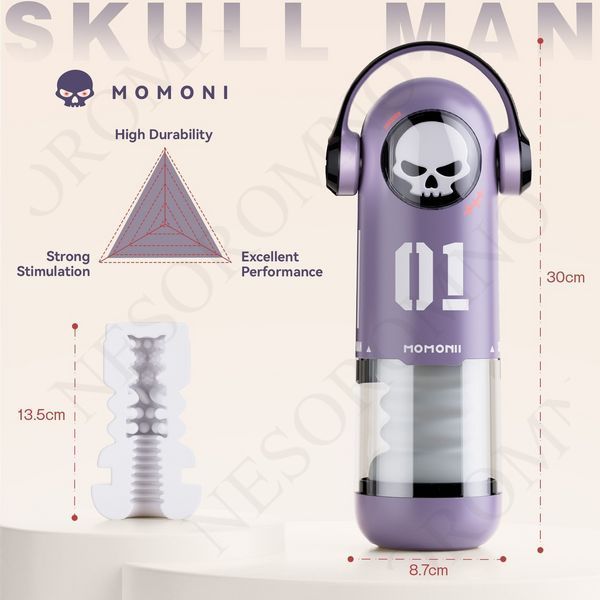 Мастурбатор автоматичний фрикційний BeYourLover SKULL MAN Momonii 01 з вібрацією та підігрівом BYL310433 фото