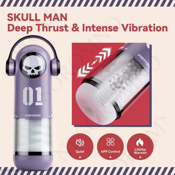 Мастурбатор автоматичний фрикційний BeYourLover SKULL MAN Momonii 01 з вібрацією та підігрівом BYL310433 фото