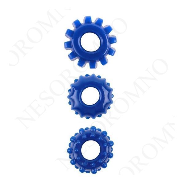 Набір ерекційних кілець Chisa GK Power Cock Rings із рельєфом, сині, 3 шт. 95719 /CN-370395719 фото