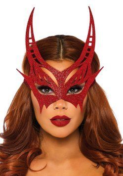 Блискуча маска диявола Leg Avenue Glitter devil mask O/S LA2821S фото