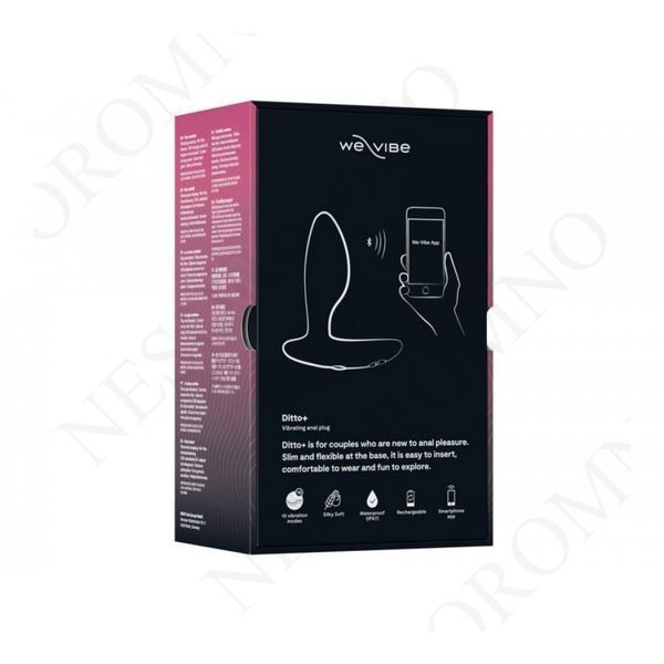 Анальна пробка з вібрацією We-Vibe Ditto+ Satin Black з пультом та керуванням з телефону W44132 фото