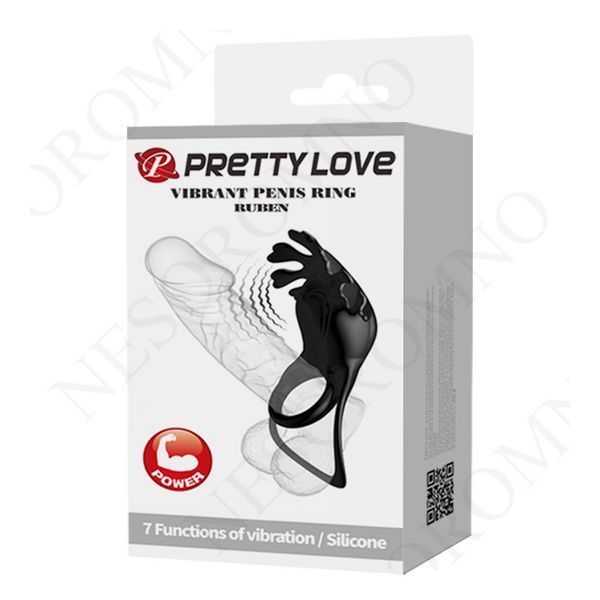 Ерекційне віброкільце PRETTY LOVE Ruben подвійне, чорне, 8.5 х 5.3 см BI-210311-1 фото
