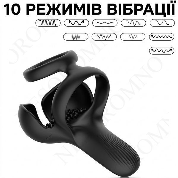 Smart насадка на член для відтермінування еякуляції силіконова зі стимулятором мошонки Чорна X00001328 фото