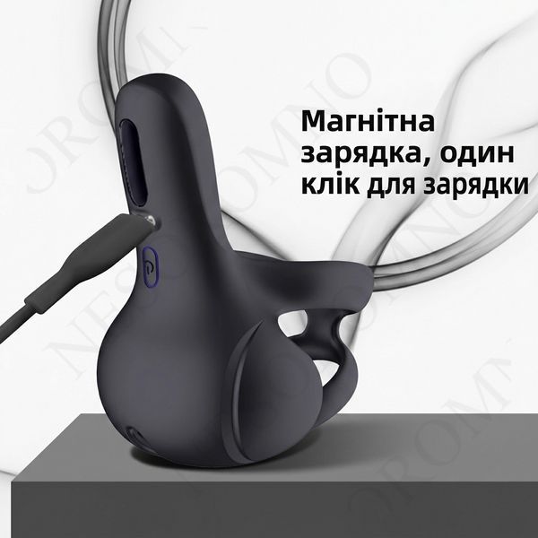 Smart насадка на член для відтермінування еякуляції силіконова зі стимулятором мошонки Чорна X00001328 фото