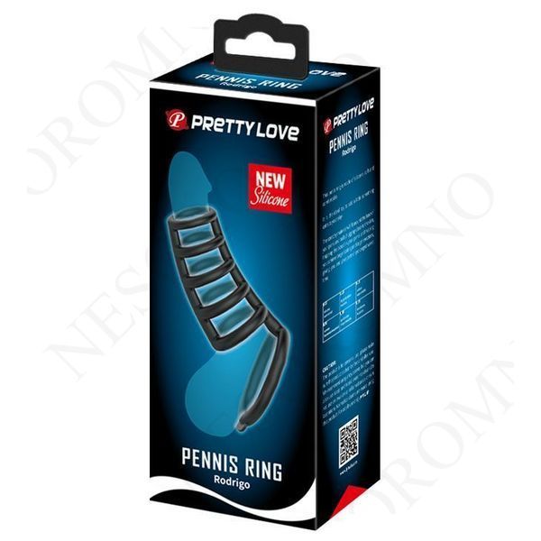 Силіконова насадка на пеніс PRETTY LOVE Rodrigo, чорна, 10 &times; 3,8 см BI-210225 фото