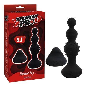 Анальна пробка з вібрацією у вигляді ялинки Chisa Breakout Pro Rocked Hip з різним рельєфом на ярусах, чорна 82820 CN-621488282 фото