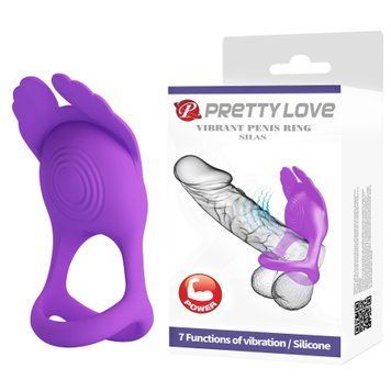 Ерекційне віброкільце з крильцями PRETTY LOVE Silas 7 режимів, фіолетове BI-210318-1 фото