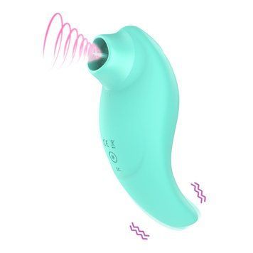 Вібратор із кліторальним стимулятором із язичком Every Night Toys Jen, зелений, 10 режимів вібрації 42073 /YAI707T-001 фото