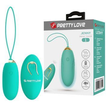 Віброяйце Pretty Love JENNY з пультом, 12 режимів, бірюзове, 7 х 2.8 см BI-014362W-9A4 фото