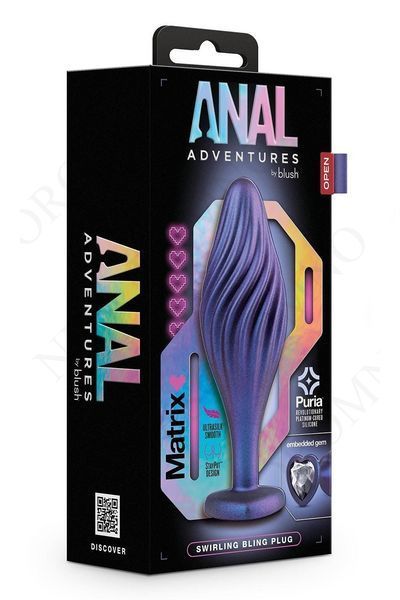 Текстурований анальний затор Blush Anal Adventures Matrix прикрашений каменем, фіолетовий BL331847 фото
