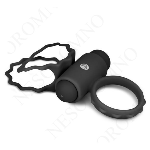 Кільце ерекційне подвійне Duo Cockring з вібро, чорне ET355BLK фото