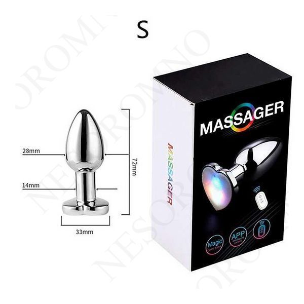 Сталева смарт анальна пробка, що світиться Magic Motion Equinox USB з Д/К - 7,2*2,8 см &mdash; Анальні іграшки X0000842 фото