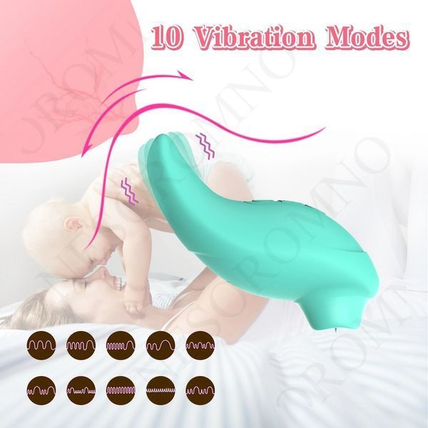 Вібратор із кліторальним стимулятором із язичком Every Night Toys Jen, зелений, 10 режимів вібрації 42073 /YAI707T-001 фото