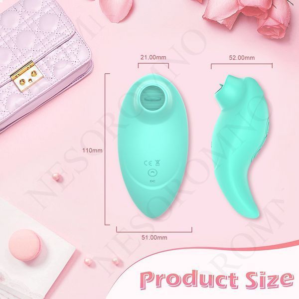 Вібратор із кліторальним стимулятором із язичком Every Night Toys Jen, зелений, 10 режимів вібрації 42073 /YAI707T-001 фото