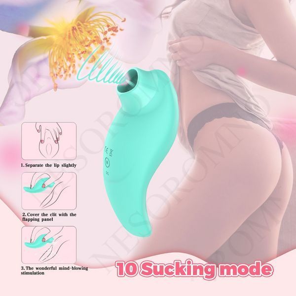 Вібратор із кліторальним стимулятором із язичком Every Night Toys Jen, зелений, 10 режимів вібрації 42073 /YAI707T-001 фото