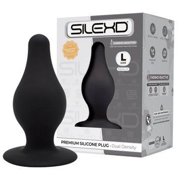 Анальна пробка термореактивна Silexd Plug Model 2 конічної форми, чорна, L SL230894 фото