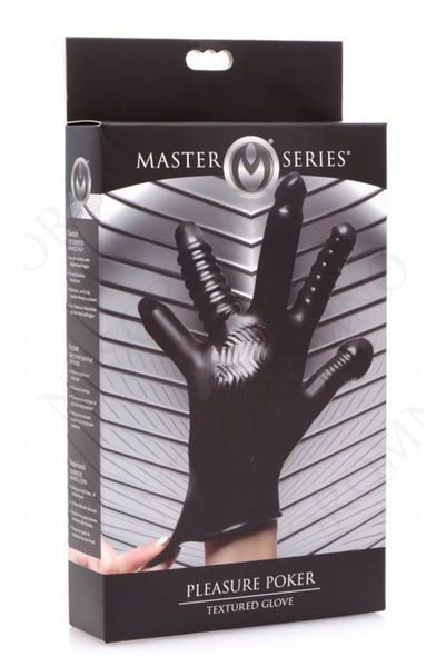 Текстурована рукавичка для стимуляції Master Series, чорна, One Size AF582 фото