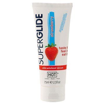Їстівний лубрикант на водній основі HOT Superglide спокуслива Полуничка, 75 мл HOT44119 фото