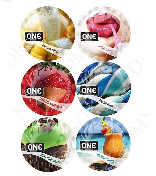 Набір оральних презервативів One Flavor Waves Fresh Mint зі смаком м'яти, що освіжає (ціна за 5 шт.) ON221634 фото