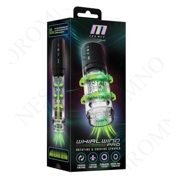 Мастурбатор Blush M For Men Whirlwind Pro з ротацією та всмоктуванням, прозорий BL70476SH фото