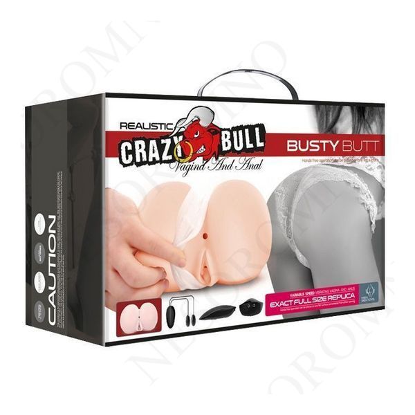 Мастурбатор вагіна та анус CRAZY BULL із двома віброкулями на пульті, бежевий, 16,6 &times; 15 см 6603272 фото