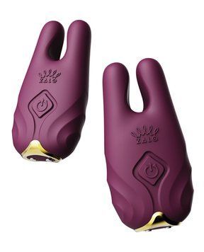 Бездротові вібруючі затискачі для сосків ZALO Nave Vibrating Nipple Clamps фіолетовий ZL30479 фото