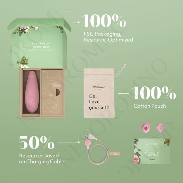 Безконтактний кліторальний стимулятор Womanizer Premium ECO з біоматеріалів, PINK W44073 фото