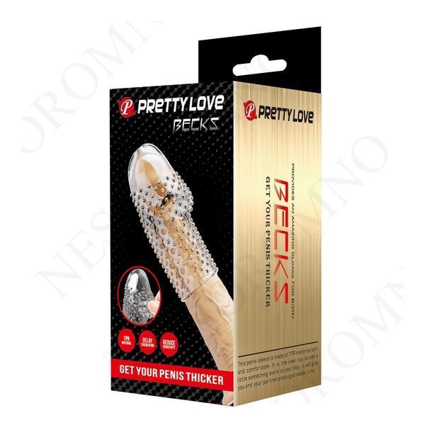 Стимулююча насадка на голівку пеніса Pretty Love Becks з пухирцями, прозора, 8 &times; 3,8 см BI-026290M фото